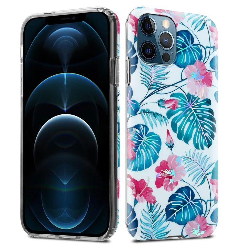 Cadorabo Hülle kompatibel mit Apple iPhone 12 PRO MAX Schutzhülle aus TPU Silikon mit floralem Muster