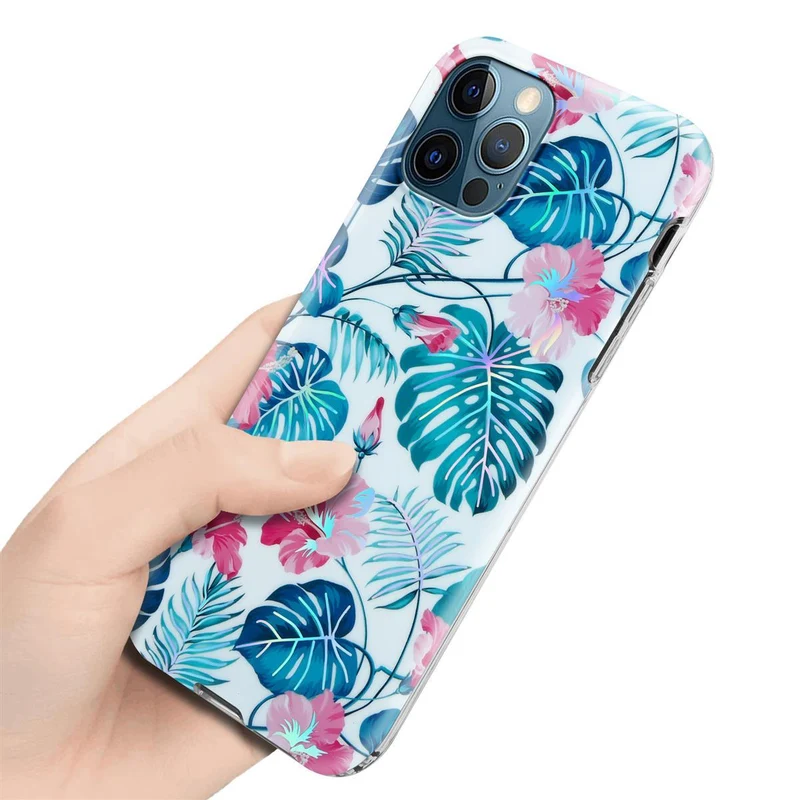 Cadorabo Hülle kompatibel mit Apple iPhone 12 PRO MAX Schutzhülle aus TPU Silikon mit floralem Muster