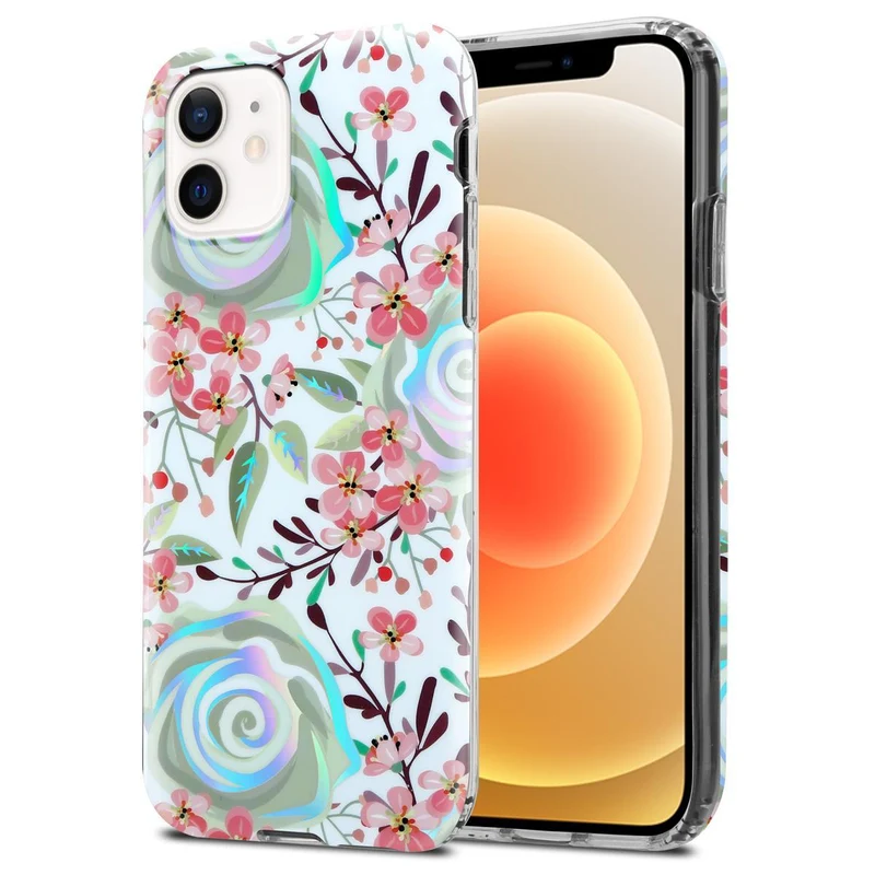 Cadorabo Hülle kompatibel mit Apple iPhone 12 / 12 PRO Schutzhülle aus TPU Silikon mit floralem Muster