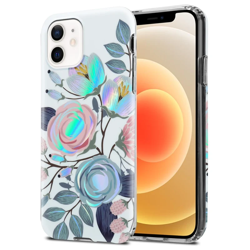 Cadorabo Hülle kompatibel mit Apple iPhone 12 / 12 PRO Schutzhülle aus TPU Silikon mit floralem Muster