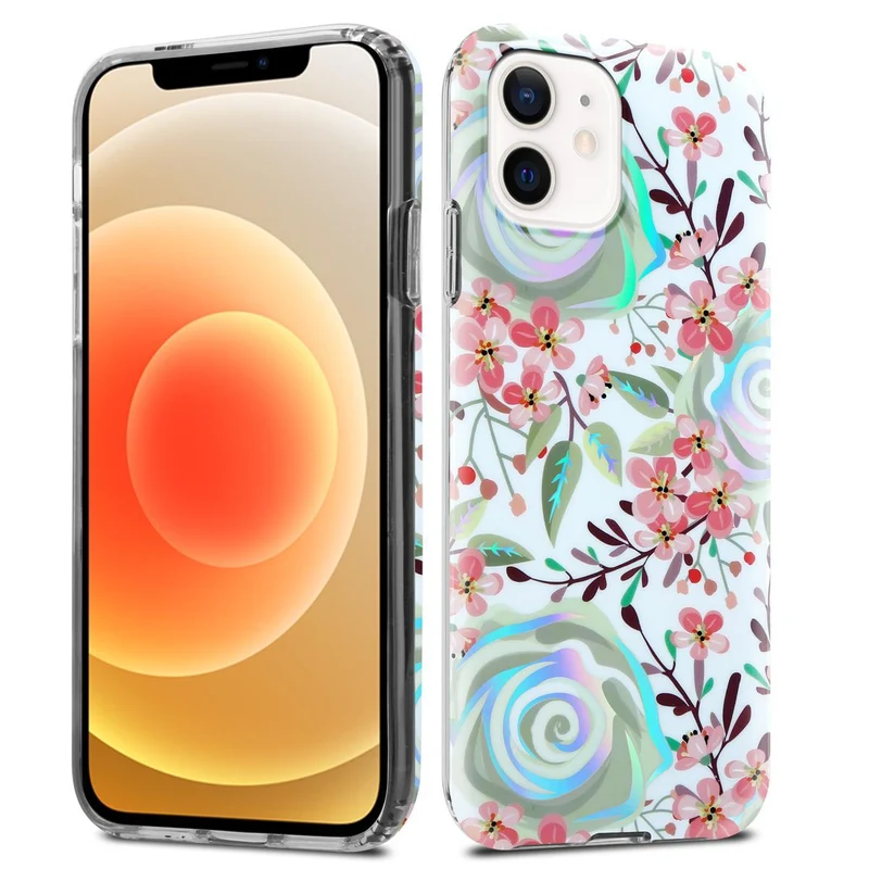 Cadorabo Hülle kompatibel mit Apple iPhone 12 / 12 PRO Schutzhülle aus TPU Silikon mit floralem Muster