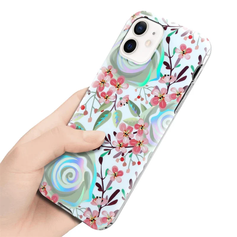 Cadorabo Hülle kompatibel mit Apple iPhone 12 / 12 PRO Schutzhülle aus TPU Silikon mit floralem Muster