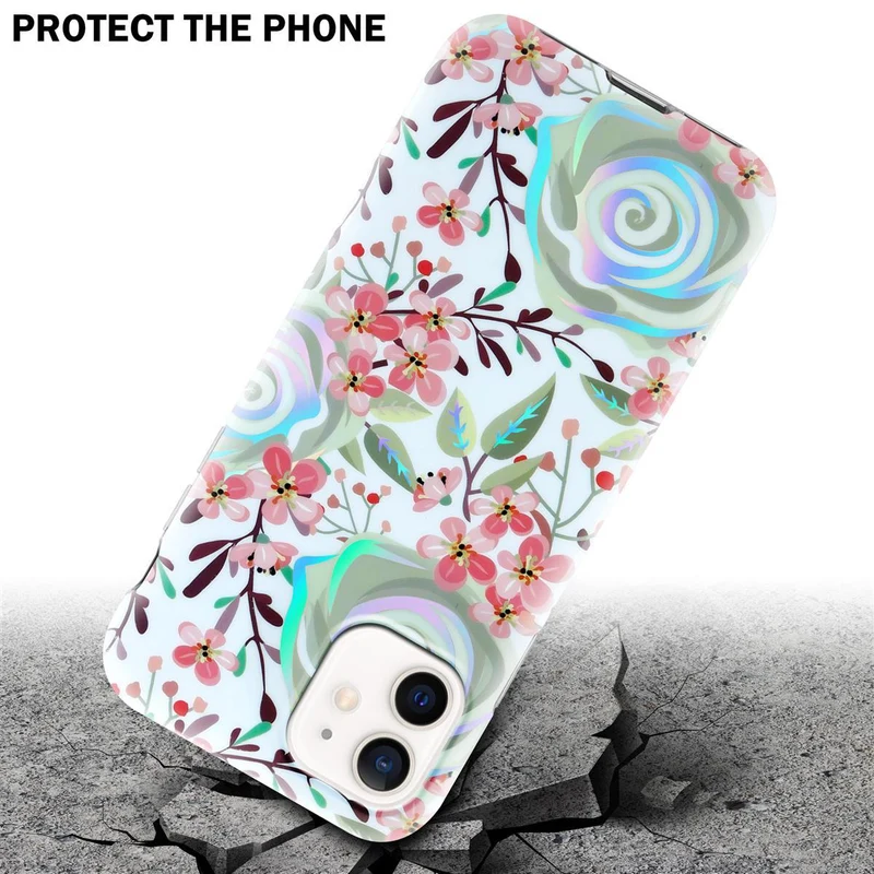 Cadorabo Hülle kompatibel mit Apple iPhone 12 / 12 PRO Schutzhülle aus TPU Silikon mit floralem Muster