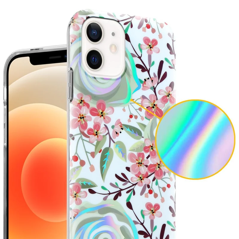 Cadorabo Hülle kompatibel mit Apple iPhone 12 / 12 PRO Schutzhülle aus TPU Silikon mit floralem Muster