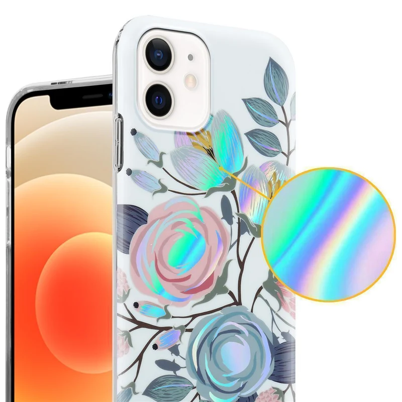 Cadorabo Hülle kompatibel mit Apple iPhone 12 / 12 PRO Schutzhülle aus TPU Silikon mit floralem Muster