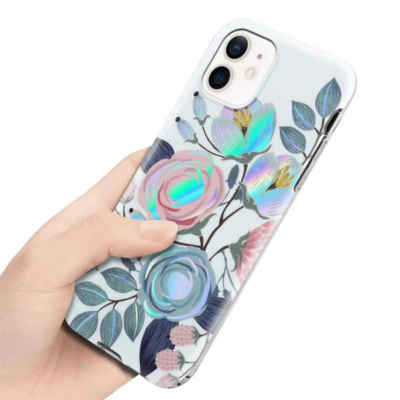 Cadorabo Hülle kompatibel mit Apple iPhone 12 / 12 PRO Schutzhülle aus TPU Silikon mit floralem Muster