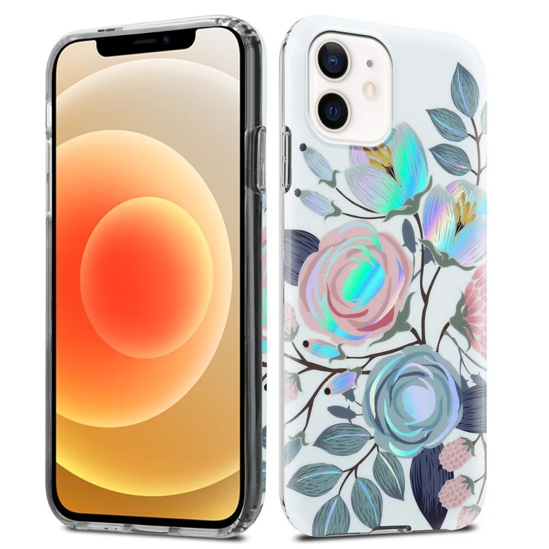 Cadorabo Hülle kompatibel mit Apple iPhone 12 / 12 PRO Schutzhülle aus TPU Silikon mit floralem Muster