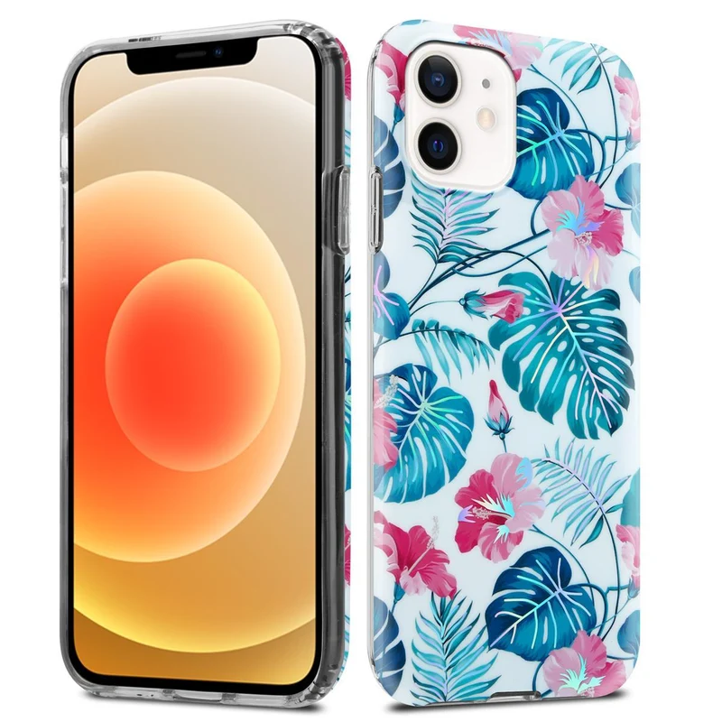 Cadorabo Hülle kompatibel mit Apple iPhone 12 / 12 PRO Schutzhülle aus TPU Silikon mit floralem Muster