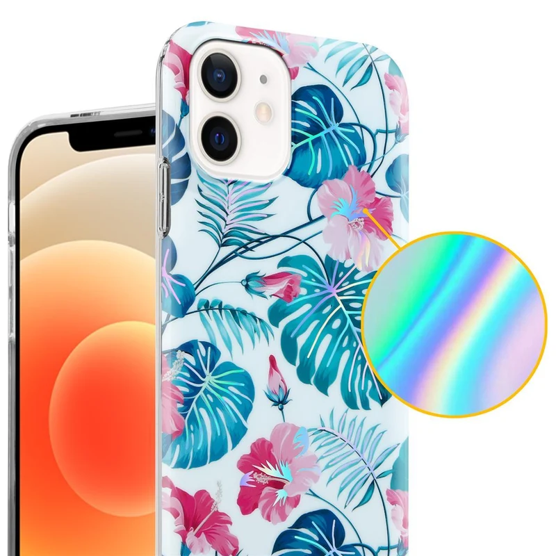 Cadorabo Hülle kompatibel mit Apple iPhone 12 / 12 PRO Schutzhülle aus TPU Silikon mit floralem Muster
