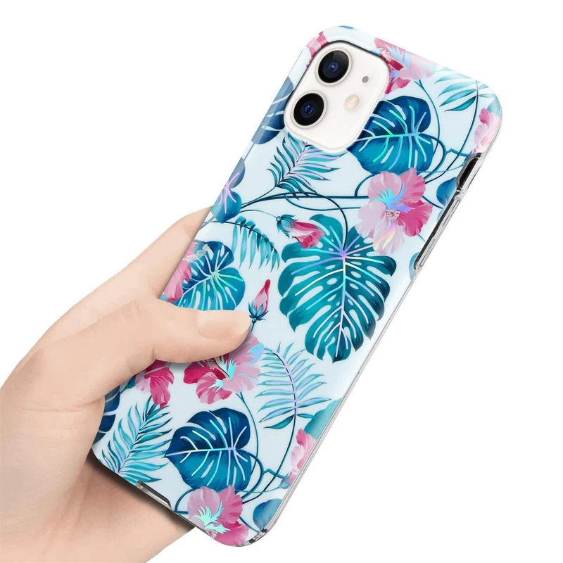 Cadorabo Hülle kompatibel mit Apple iPhone 12 / 12 PRO Schutzhülle aus TPU Silikon mit floralem Muster