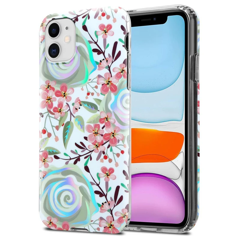 Cadorabo Hülle kompatibel mit Apple iPhone 11 Schutzhülle aus TPU Silikon mit floralem Muster