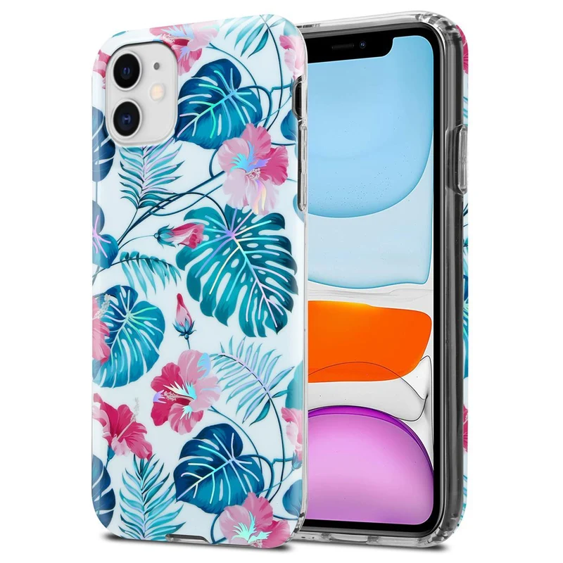 Cadorabo Hülle kompatibel mit Apple iPhone 11 Schutzhülle aus TPU Silikon mit floralem Muster