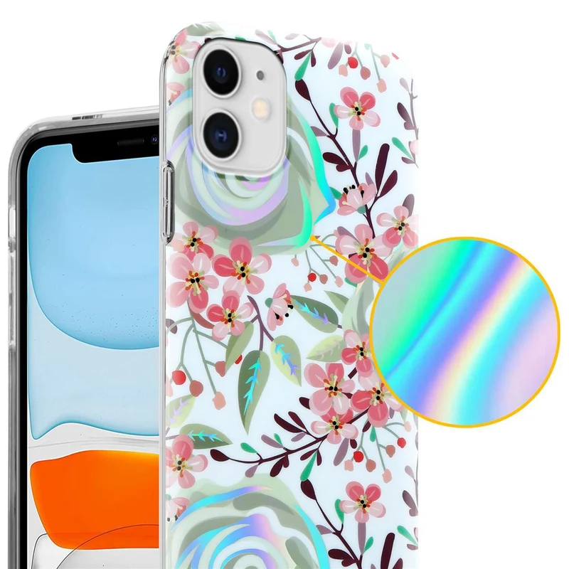 Cadorabo Hülle kompatibel mit Apple iPhone 11 Schutzhülle aus TPU Silikon mit floralem Muster