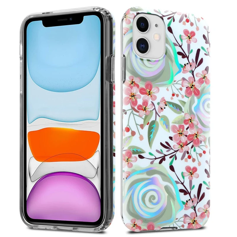 Cadorabo Hülle kompatibel mit Apple iPhone 11 Schutzhülle aus TPU Silikon mit floralem Muster