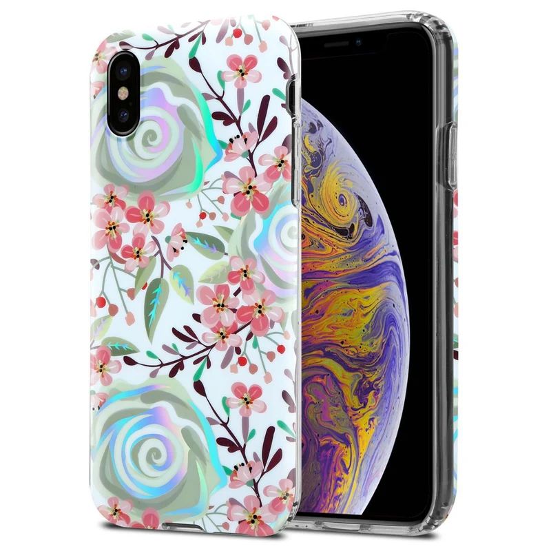 Cadorabo Hülle kompatibel mit Apple iPhone XS MAX Schutzhülle aus TPU Silikon mit floralem Muster