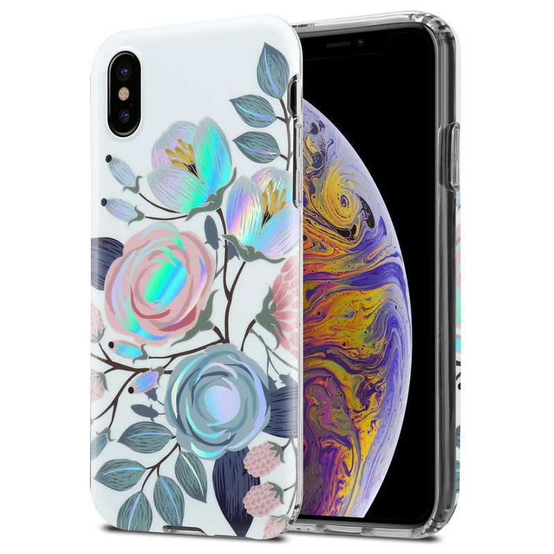 Cadorabo Hülle kompatibel mit Apple iPhone XS MAX Schutzhülle aus TPU Silikon mit floralem Muster