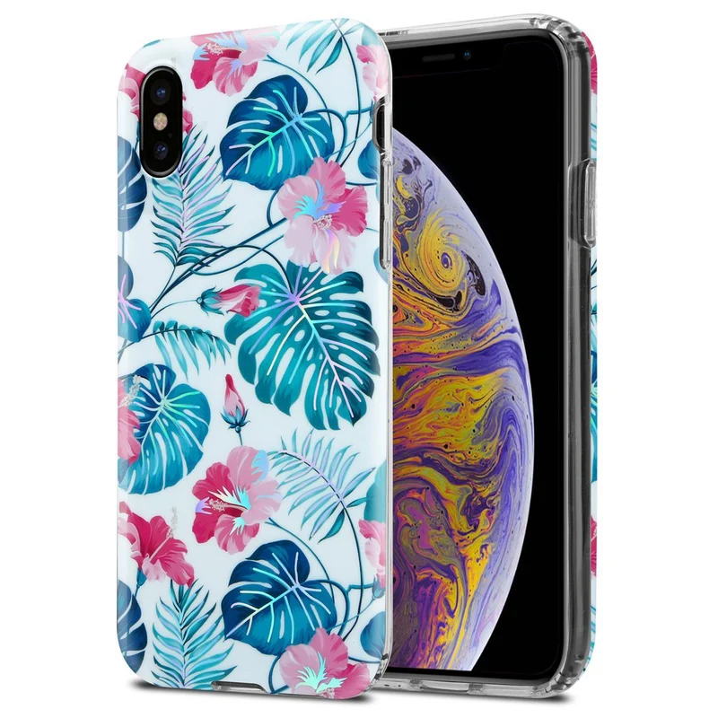 Cadorabo Hülle kompatibel mit Apple iPhone XS MAX Schutzhülle aus TPU Silikon mit floralem Muster