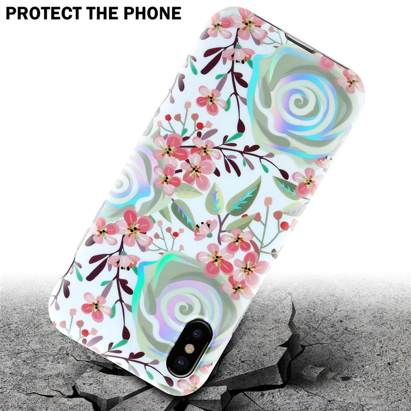 Cadorabo Hülle kompatibel mit Apple iPhone XS MAX Schutzhülle aus TPU Silikon mit floralem Muster