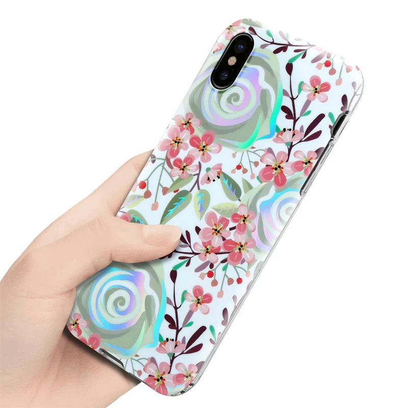 Cadorabo Hülle kompatibel mit Apple iPhone XS MAX Schutzhülle aus TPU Silikon mit floralem Muster