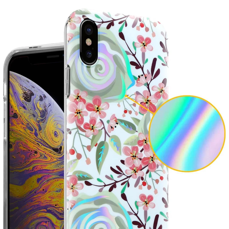 Cadorabo Hülle kompatibel mit Apple iPhone XS MAX Schutzhülle aus TPU Silikon mit floralem Muster
