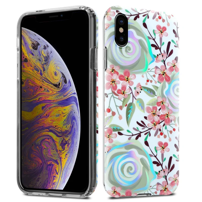 Cadorabo Hülle kompatibel mit Apple iPhone XS MAX Schutzhülle aus TPU Silikon mit floralem Muster