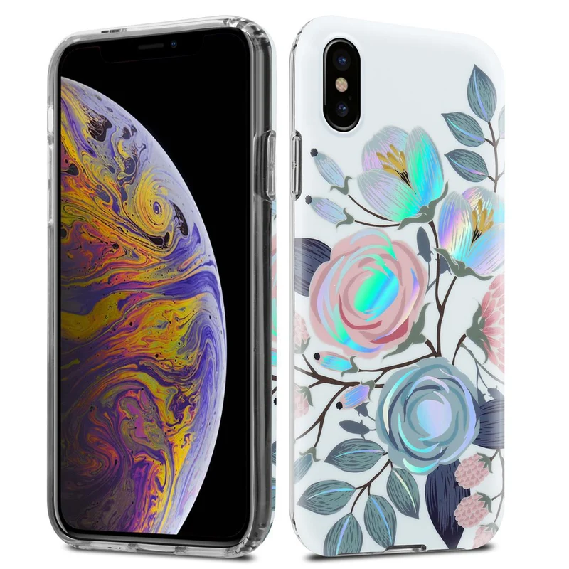Cadorabo Hülle kompatibel mit Apple iPhone XS MAX Schutzhülle aus TPU Silikon mit floralem Muster