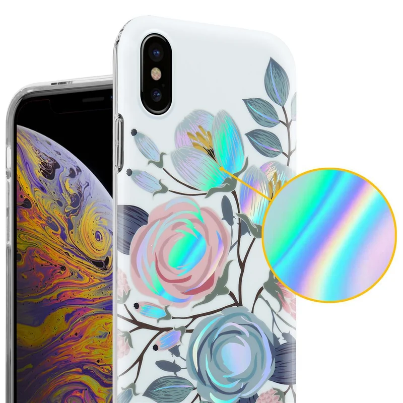 Cadorabo Hülle kompatibel mit Apple iPhone XS MAX Schutzhülle aus TPU Silikon mit floralem Muster