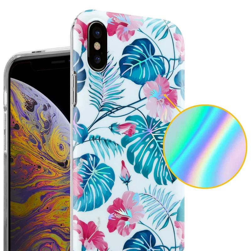 Cadorabo Hülle kompatibel mit Apple iPhone XS MAX Schutzhülle aus TPU Silikon mit floralem Muster