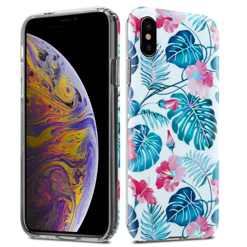 Cadorabo Hülle kompatibel mit Apple iPhone XS MAX Schutzhülle aus TPU Silikon mit floralem Muster