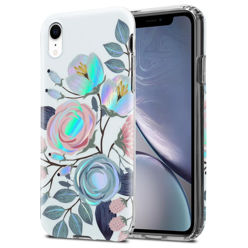Cadorabo Hülle kompatibel mit Apple iPhone XR Schutzhülle aus TPU Silikon mit floralem Muster