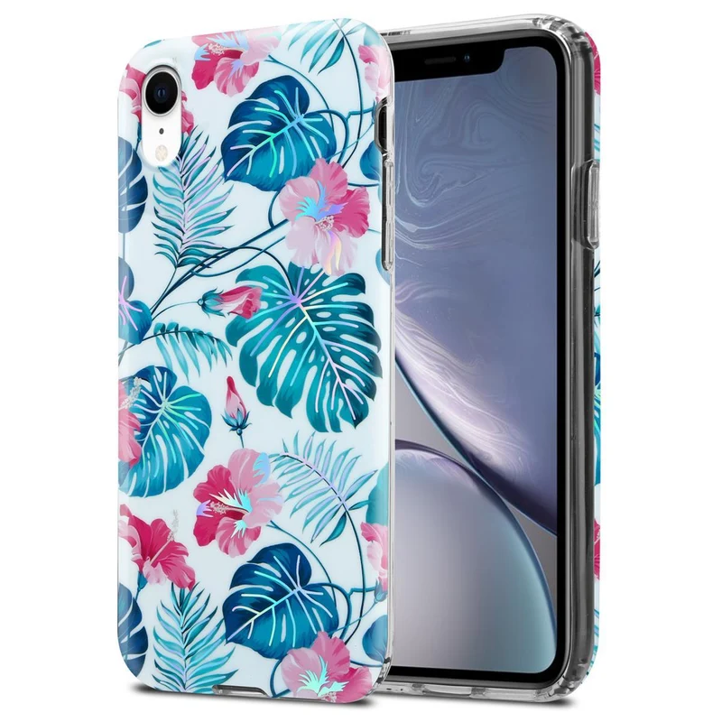 Cadorabo Hülle kompatibel mit Apple iPhone XR Schutzhülle aus TPU Silikon mit floralem Muster