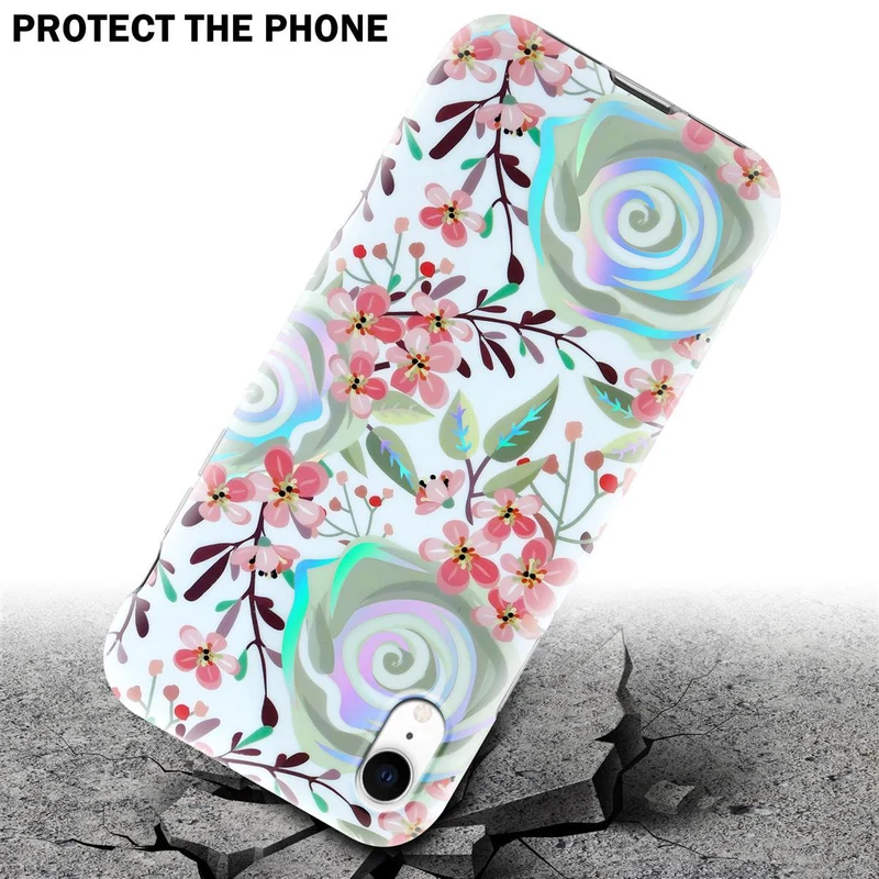 Cadorabo Hülle kompatibel mit Apple iPhone XR Schutzhülle aus TPU Silikon mit floralem Muster
