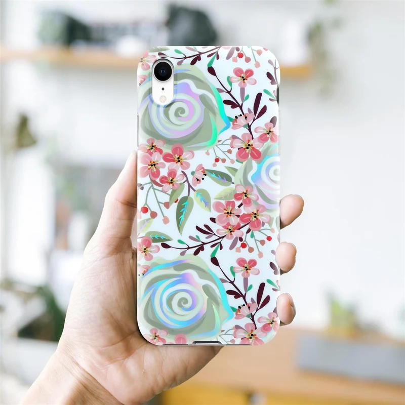 Cadorabo Hülle kompatibel mit Apple iPhone XR Schutzhülle aus TPU Silikon mit floralem Muster