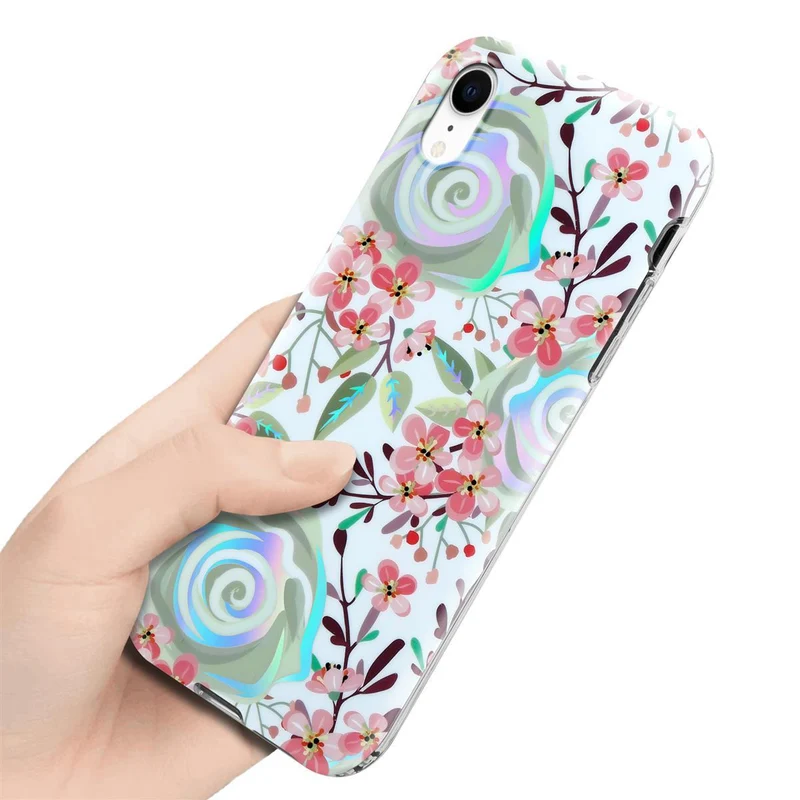Cadorabo Hülle kompatibel mit Apple iPhone XR Schutzhülle aus TPU Silikon mit floralem Muster