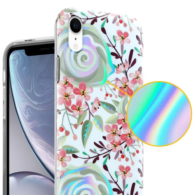 Cadorabo Hülle kompatibel mit Apple iPhone XR Schutzhülle aus TPU Silikon mit floralem Muster