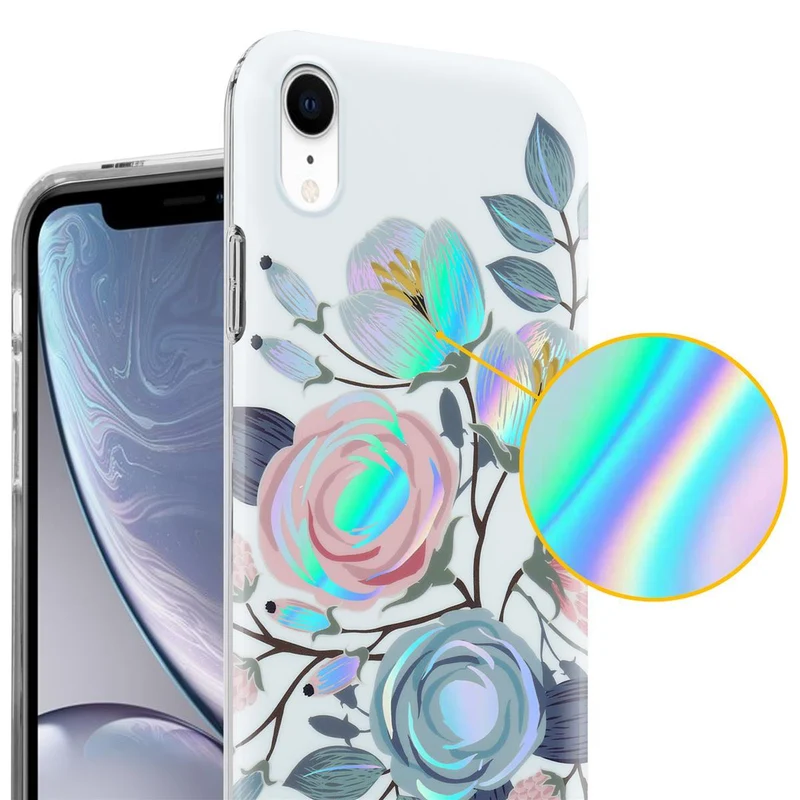 Cadorabo Hülle kompatibel mit Apple iPhone XR Schutzhülle aus TPU Silikon mit floralem Muster