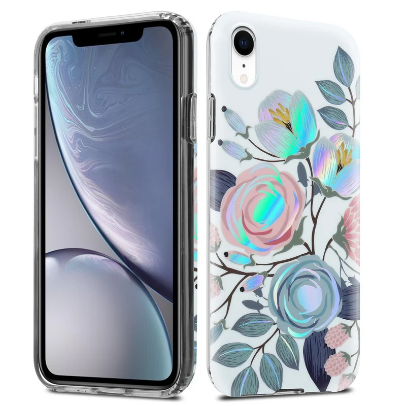 Cadorabo Hülle kompatibel mit Apple iPhone XR Schutzhülle aus TPU Silikon mit floralem Muster