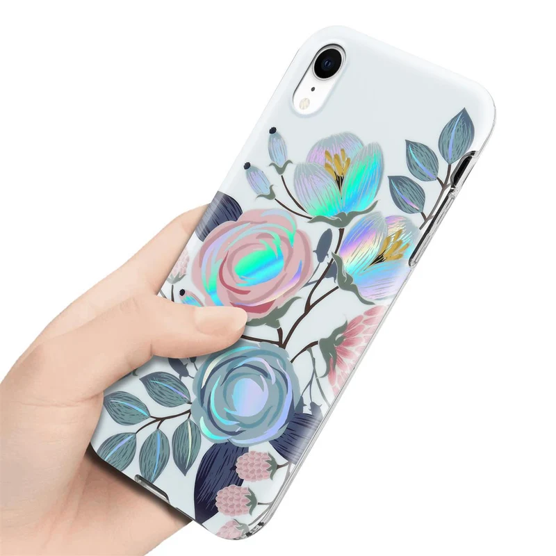 Cadorabo Hülle kompatibel mit Apple iPhone XR Schutzhülle aus TPU Silikon mit floralem Muster