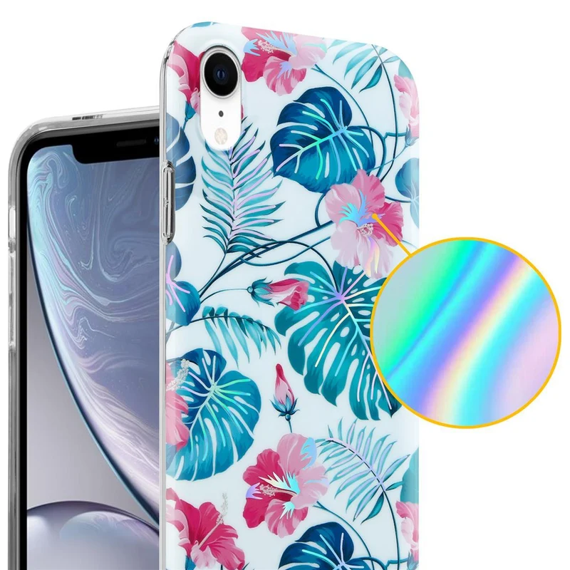 Cadorabo Hülle kompatibel mit Apple iPhone XR Schutzhülle aus TPU Silikon mit floralem Muster