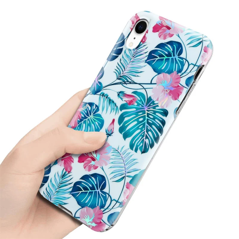Cadorabo Hülle kompatibel mit Apple iPhone XR Schutzhülle aus TPU Silikon mit floralem Muster