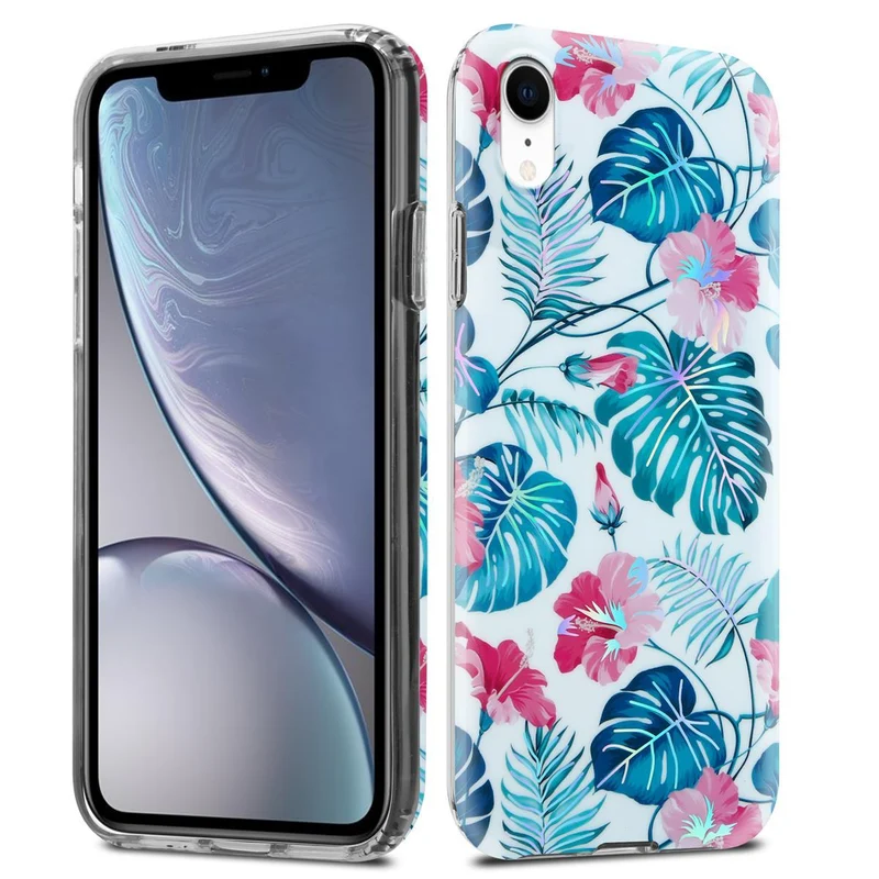 Cadorabo Hülle kompatibel mit Apple iPhone XR Schutzhülle aus TPU Silikon mit floralem Muster