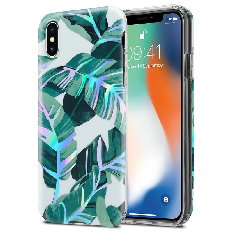 Cadorabo Hülle kompatibel mit Apple iPhone X / XS Schutzhülle aus TPU Silikon mit floralem Muster