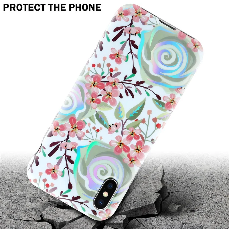 Cadorabo Hülle kompatibel mit Apple iPhone X / XS Schutzhülle aus TPU Silikon mit floralem Muster
