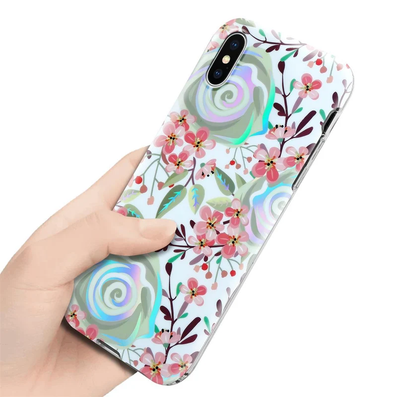Cadorabo Hülle kompatibel mit Apple iPhone X / XS Schutzhülle aus TPU Silikon mit floralem Muster