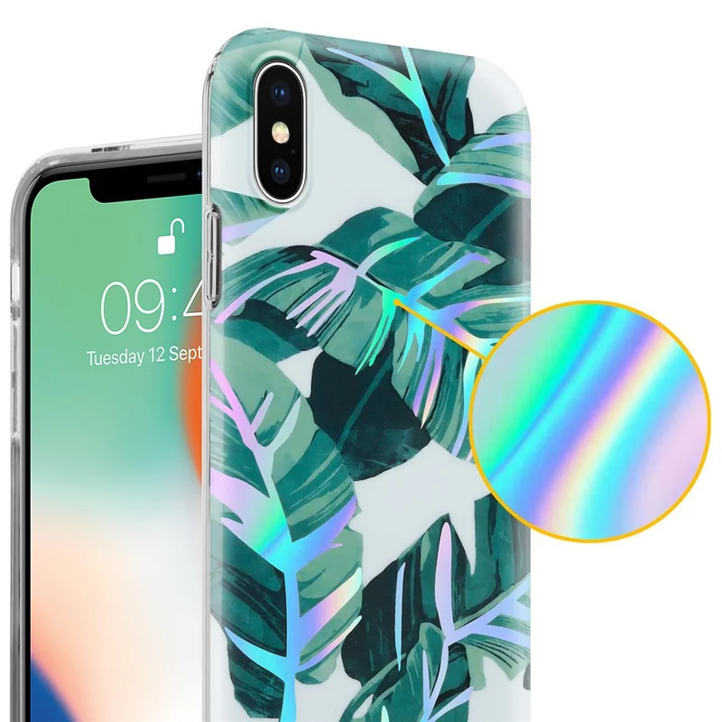 Cadorabo Hülle kompatibel mit Apple iPhone X / XS Schutzhülle aus TPU Silikon mit floralem Muster