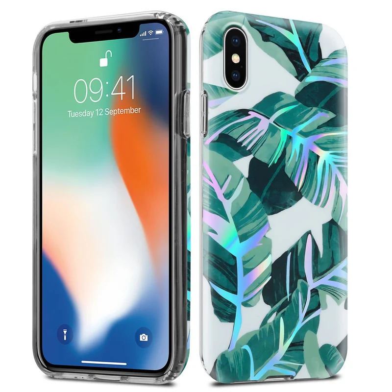 Cadorabo Hülle kompatibel mit Apple iPhone X / XS Schutzhülle aus TPU Silikon mit floralem Muster