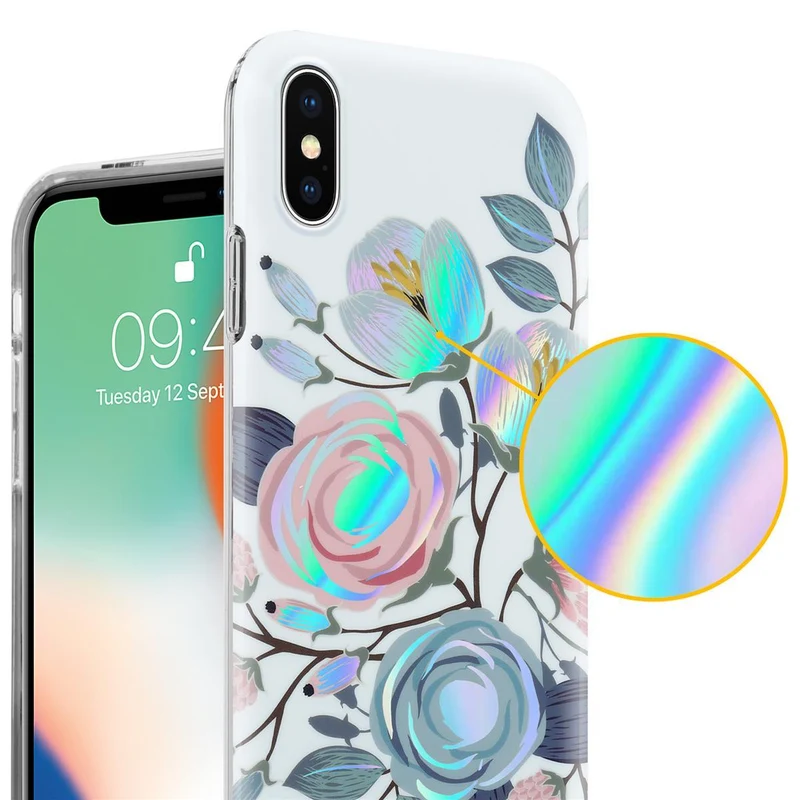 Cadorabo Hülle kompatibel mit Apple iPhone X / XS Schutzhülle aus TPU Silikon mit floralem Muster