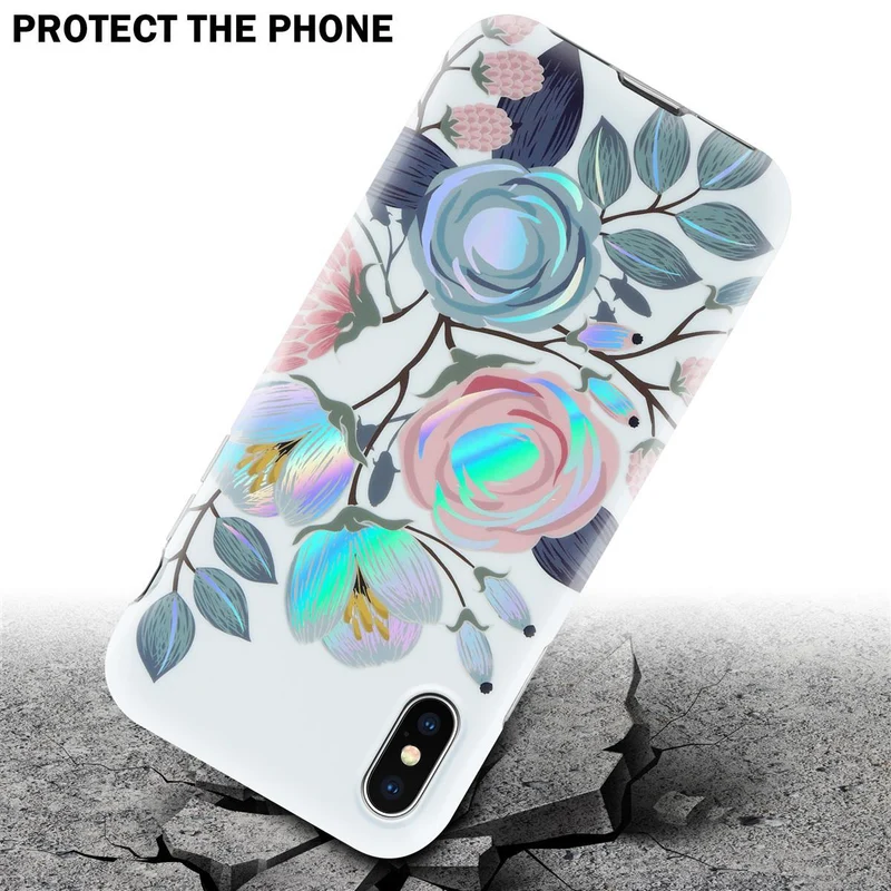 Cadorabo Hülle kompatibel mit Apple iPhone X / XS Schutzhülle aus TPU Silikon mit floralem Muster