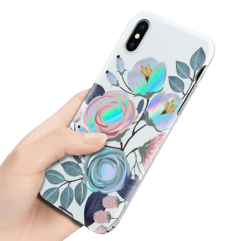 Cadorabo Hülle kompatibel mit Apple iPhone X / XS Schutzhülle aus TPU Silikon mit floralem Muster