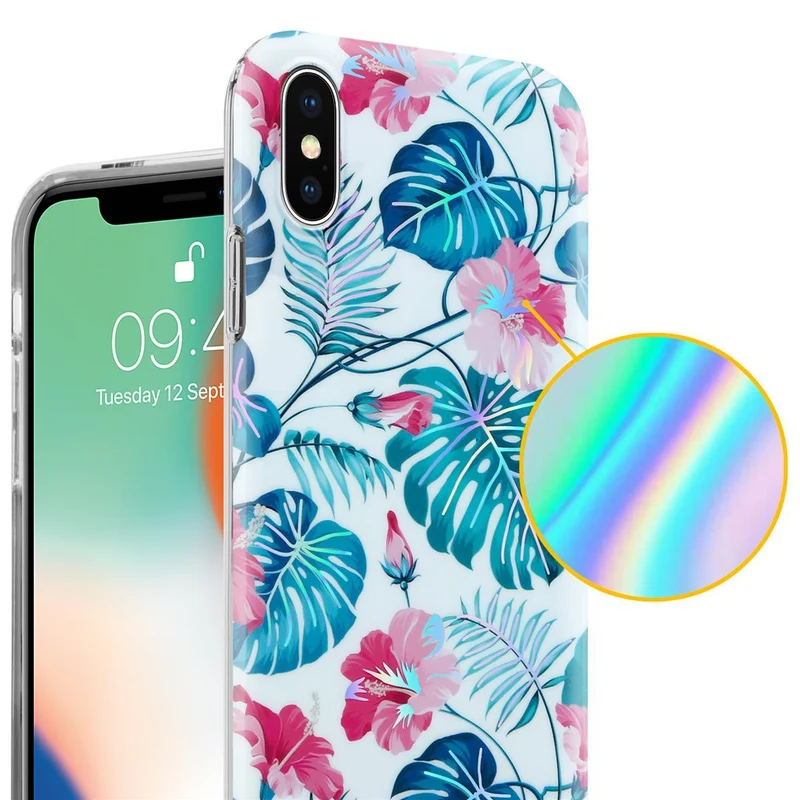 Cadorabo Hülle kompatibel mit Apple iPhone X / XS Schutzhülle aus TPU Silikon mit floralem Muster